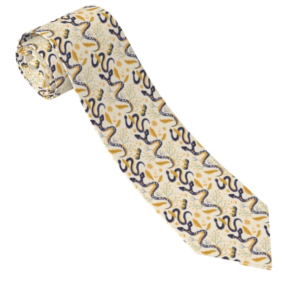 Xecao Snake And Floral Print Tie For Men Necktie Woven Jacquard Neck Ties,Classic Men's Tie