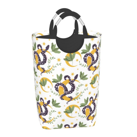 Xecao Snake And Moon for Laundry Basket,Collapsible Large Laundry Hamper,Wash Bag for Laundry Room, Rolling Laundry Basket with Handles