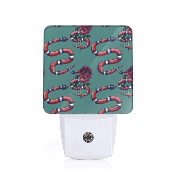 Xecao Snake And Rose for Night Light - a Wall-mounted LED Fixture with A Dusk-to-dawn Sensor, Ideal for Bedrooms, Bathrooms, Hallways, and Kitchens-US