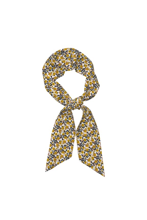 Snake And Rose Pattern Large Satin Head Scarf - Satin Hair Scarves Silk Bandana Scarf Headscarf Silk Feeling Scarf for Women