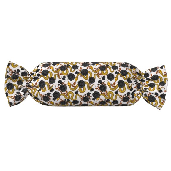 Xecao Snake And Rose Print+Candy-Inspired Plush Pillow for Men Women Suitable for Beds, Sofas, Game Rooms Drawstring Closure