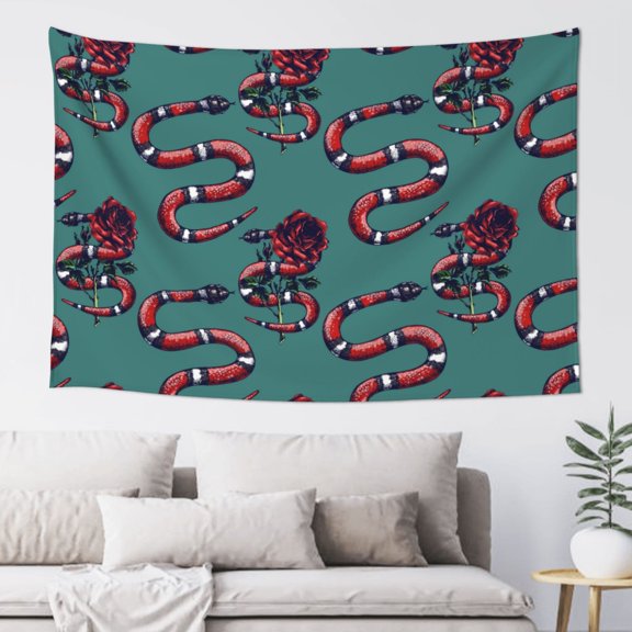 Xecao Snake And Rose Print Tapestry, Wall Hanging Room Funny Decor, Backdrop Room Decor for Bedroom Living Room dormitory