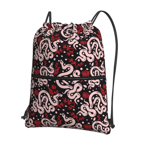 Xecao Snake And Rose for Drawstring Bags,Pull String Backpack Bags,String Bag Sackpack