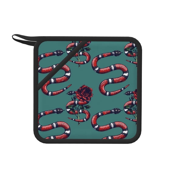 Xecao Snake And Rose for Silicone Trivet Mats - Heat Resistant Pot Holders, Multipurpose Non-Slip Hot Pads