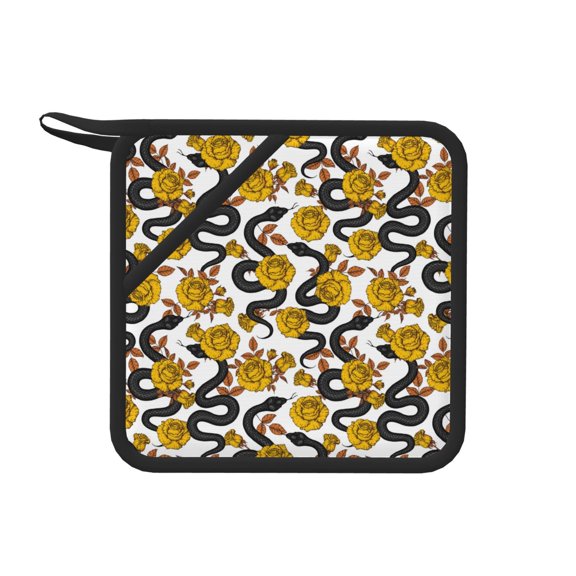 Xecao Snake And Rose for Silicone Trivet Mats - Heat Resistant Pot Holders, Multipurpose Non-Slip Hot Pads