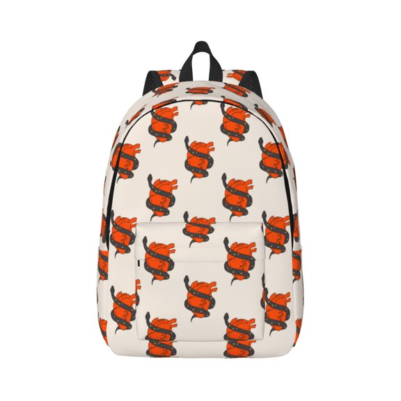 Xecao Snake Around Heart for Canvas College Laptop Backpack, Durable Rucksack Travel Notebook Bag School Backpack Book Bag for Men Women