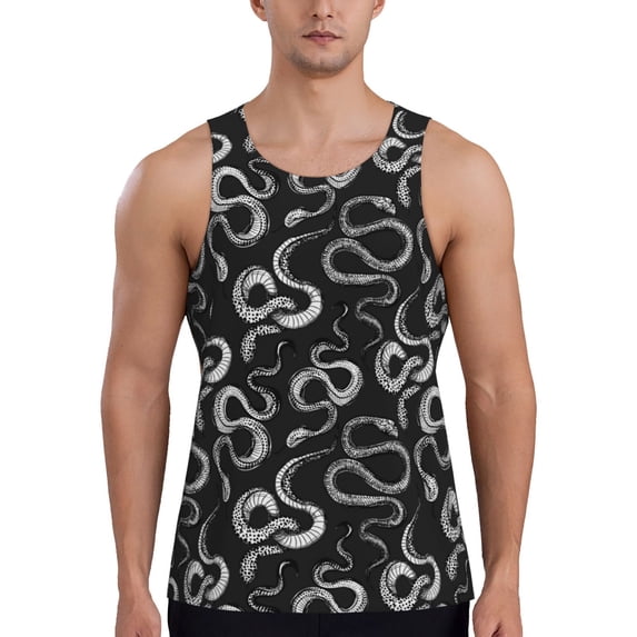 Xecao Snake Men's Tank Top Workout Quick Dry Sleeveless Gym Jogging Muscle Shirts Summer Swim Beach Tops