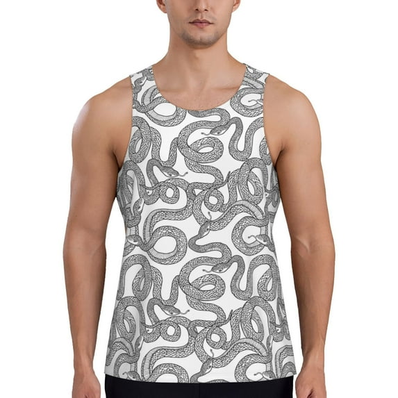 Xecao Snake Men's Tank Top Workout Quick Dry Sleeveless Gym Jogging Muscle Shirts Summer Swim Beach Tops