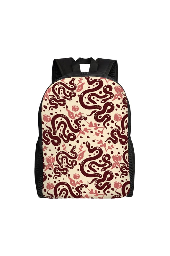 Snake Print School Backpack with Laptop Compartment Small Travel Laptop Backpack for Women Men Waterproof College Backpack Simple School Bag