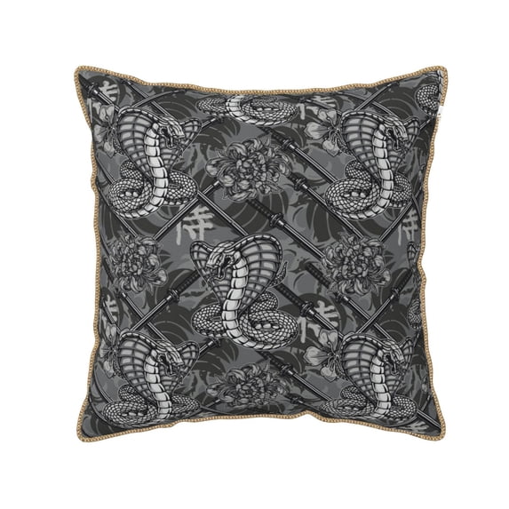 Xecao Snake Print Soft Velvet Decorative Throw Pillow Covers, Square Cushion Cases for Bed, Sofa, Living Room, Car, and Indoor Outdoor Use-20"x20"