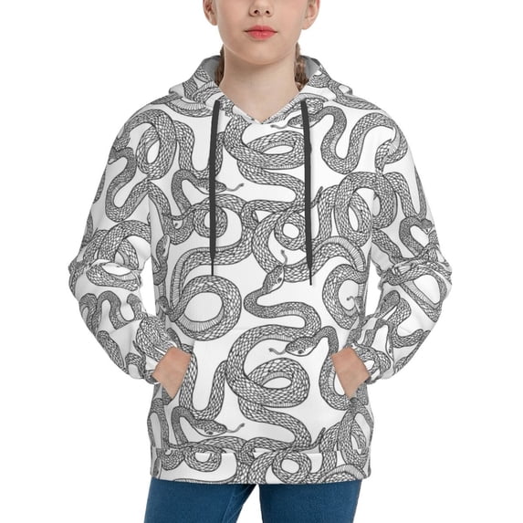 Xecao Snake Print Youth Hoodie Sweatshirt,Boys Hoodies,Essentials Hoodie-Small