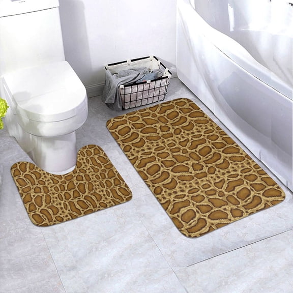 Xecao Snake Skin 2-Piece Vintage Seamless Anti-Skid Mat Set, featuring a stylish pattern for a safe and elegant toilet rug experience