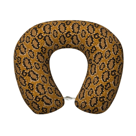 Xecao Snake Skin Print Memory Foam Cervical Neck Pillow Versatile U-Shaped Pillows for Home,Office,Camping,Travelling,Soft Washable Cover