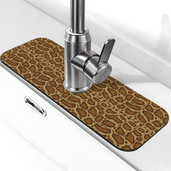 Xecao Snake Skin for Kitchen Sink Splash Guard Faucet Mat , Faucet Guard & Draining mat, (15" X 5.5" )