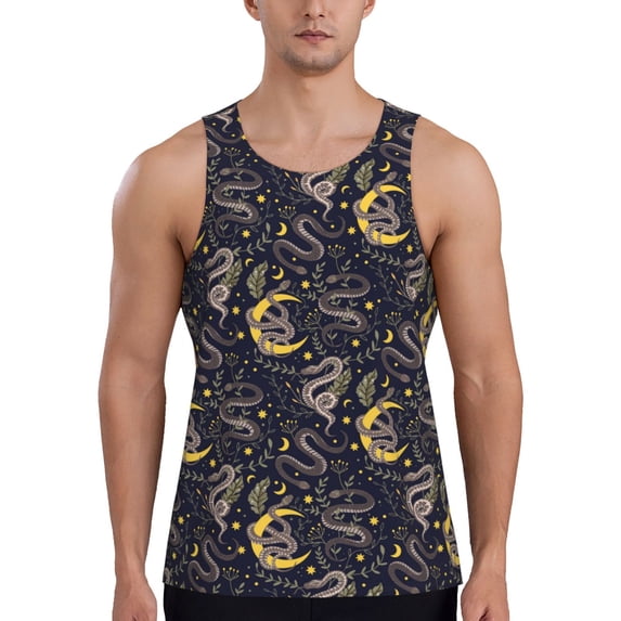 Xecao Snake Sleep Men's Tank Top Workout Quick Dry Sleeveless Gym Jogging Muscle Shirts Summer Swim Beach Tops