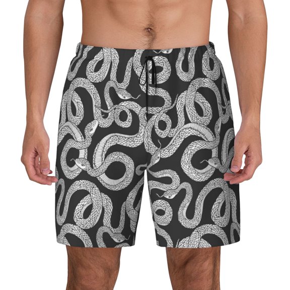Xecao Snake for Men's Swimming Trunks Swim Trunks Quick Dry Swim Shorts with Mesh Lining Funny Swimwear Bathing Suits