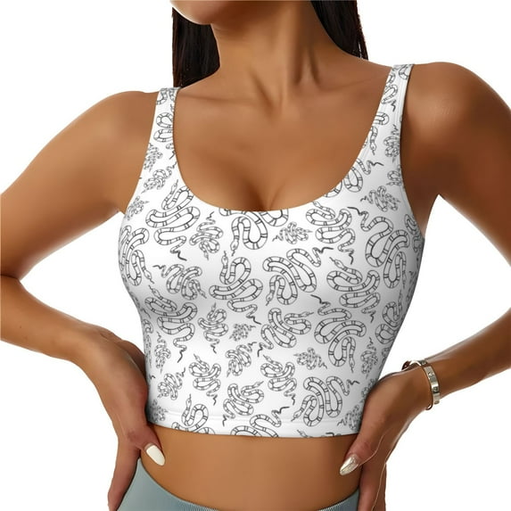 Xecao Snake for Sports Bra with Removable Pads, Crop Tank Top Design, Women's Longline Sports Bra - Non-Wired -