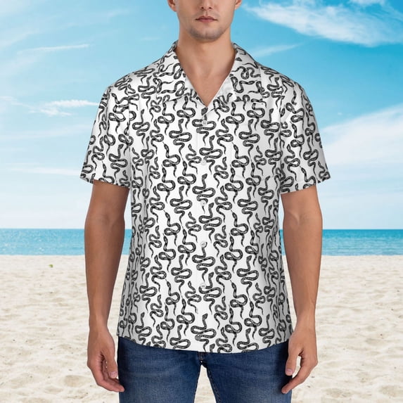 Xecao Snake print Hawaiian shirt - a stylish short-sleeve button-down for men, perfect for casual beach and tropical outings.