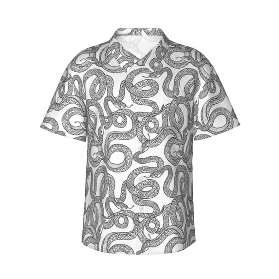 Xecao Snake print Hawaiian shirt - a stylish short-sleeve button-down for men, perfect for casual beach and tropical outings.