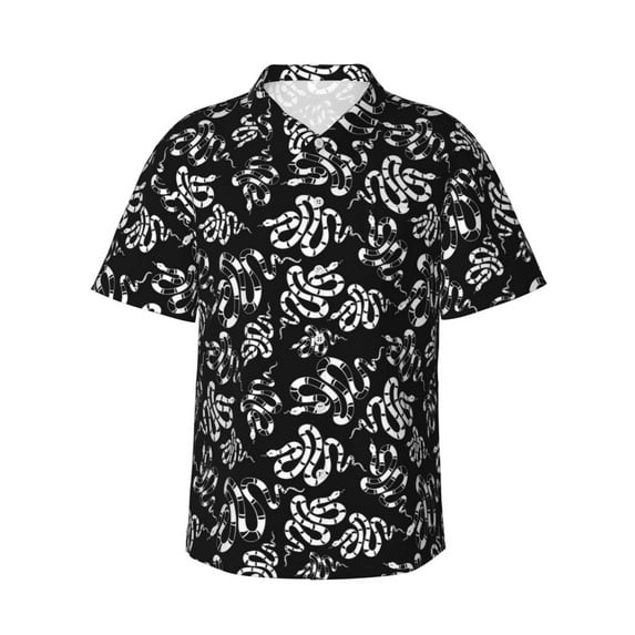 Xecao Snake print Hawaiian shirt - a stylish short-sleeve button-down for men, perfect for casual beach and tropical outings.