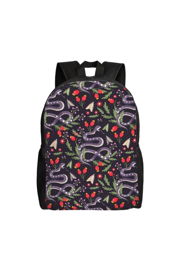 Snakes And Snake Fruit Print School Backpack with Laptop Compartment Small Travel Laptop Backpack for Women Men Waterproof College Backpack Simple School Bag