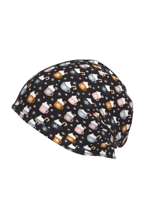 Snowflake Cream Hot Cocoa Print Knit Hat,Winter Beanie for Men Women, Beanie Soft Warm Ski Stocking Cuffed Cap