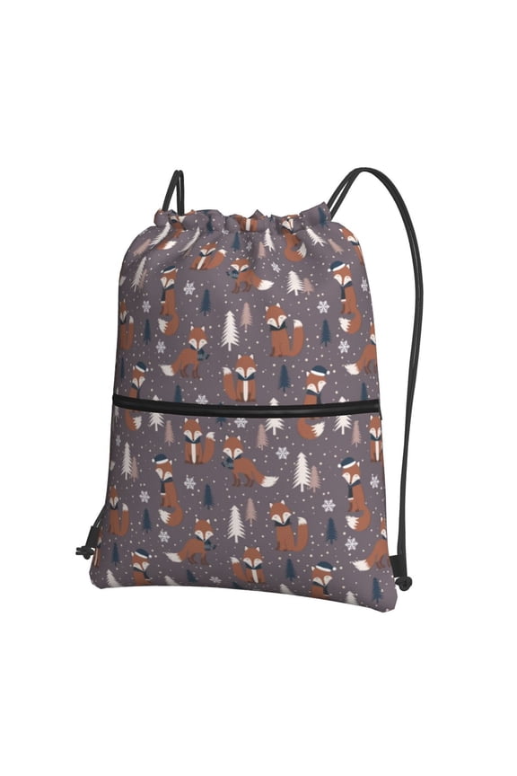 Snowflake Fox for Drawstring Bags,Pull String Backpack Bags,String Bag Sackpack