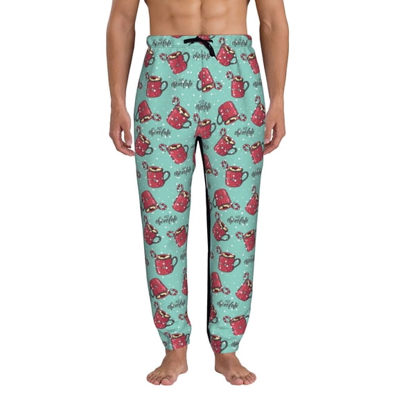 Xecao Snowflake Hot Cocoa Print Active Tech Joggers for Men, Mens Sweatpants Lounge Pants with Pockets-XX-Large