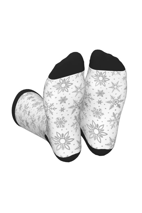 Snowflake Minimalist Print Crew Socks for Men and Women, Men's Soft Moisture-wicking Sock