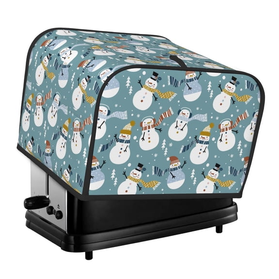 Xecao Snowflake Scarf Snowman Print 4 Slice Toaster Cover with Pockets, Small Appliance Cover, Dust and Fingerprint Protection, Machine Washable