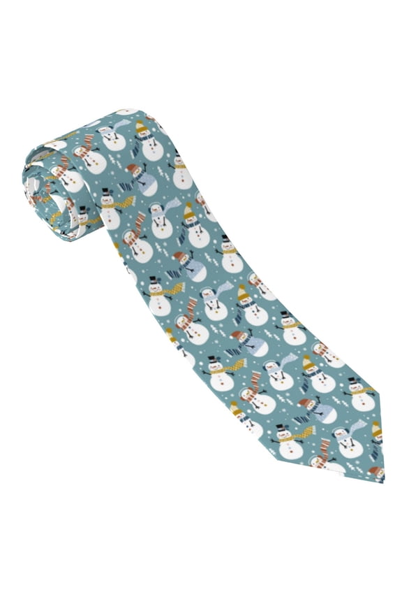 Snowflake Scarf Snowman Print Tie For Men Necktie Woven Jacquard Neck Ties,Classic Men's Tie