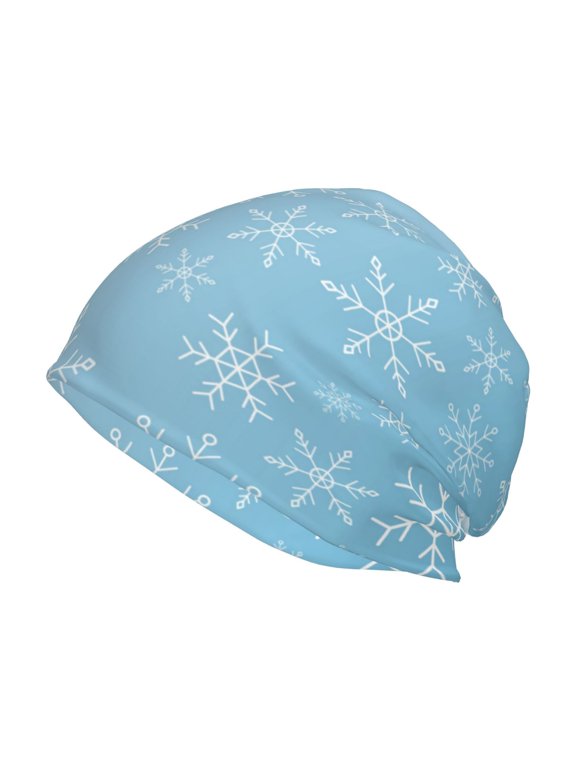 Snowflake Snowing Print Knit Hat,Winter Beanie for Men Women, Beanie Soft Warm Ski Stocking Cuffed Cap
