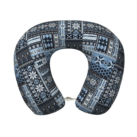 Xecao Snowflake Vintage Pattern Print Memory Foam Cervical Neck Pillow Versatile U-Shaped Pillows for Home,Office,Camping,Travelling,Soft Washable Cover