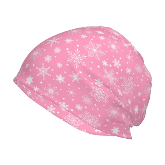 Xecao Snowflake pink backgrounds Print Knit Hat,Winter Beanie for Men Women, Beanie Soft Warm Ski Stocking Cuffed Cap