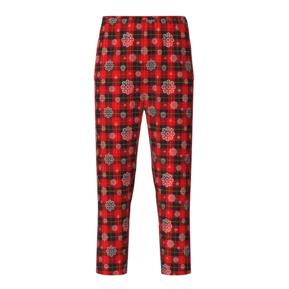 Xecao Snowflakes On A Buffalo Plaid Print Teenagers' Pajama Pants Long Sleep Pants Soft Elastic Waist Pajama Bottoms Elastic waist with 2 Pockets 5-16 Years-XS(5-6)