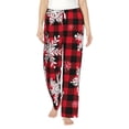 thumbnail image 1 of Xecao Snowflakes On A Buffalo Plaid Women's Straight Lounge Pajama Pants: The Epitome of Relaxed Sleepwear, 1 of 9