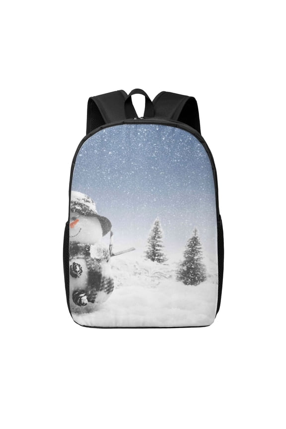 Snowman And Christmas Tree print Travel Backpack, Large Computer Backpack for Men Women, College School Rucksack Book Bag