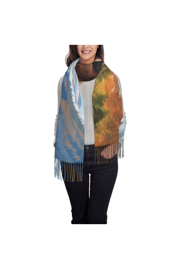 Snowy Mountain Photography Bear Pattern Womens Winter Scarf Fall Scarf Oversized Large Scarf for Women Warm Shawl Wrap