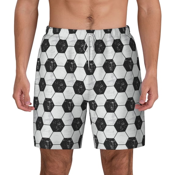 Xecao Soccer for Men's Swimming Trunks Swim Trunks Quick Dry Swim Shorts with Mesh Lining Funny Swimwear Bathing Suits