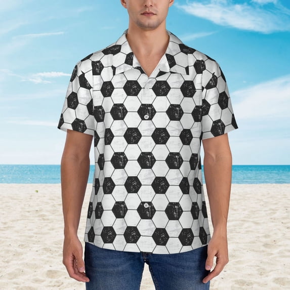 Xecao Soccer print Hawaiian shirt - a stylish short-sleeve button-down for men, perfect for casual beach and tropical outings.