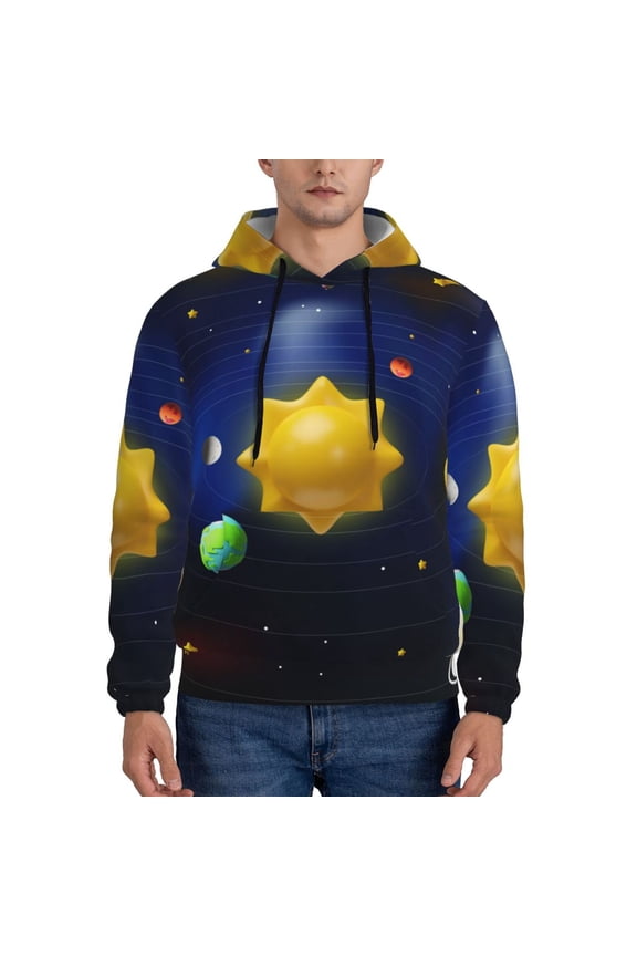 Solar System Pattern Men's Adult Pullover Hoodie,Hooded Sweatshirt-3X-Large