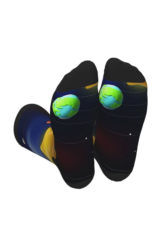 Solar System Print Crew Socks for Men and Women, Men's Soft Moisture-wicking Sock