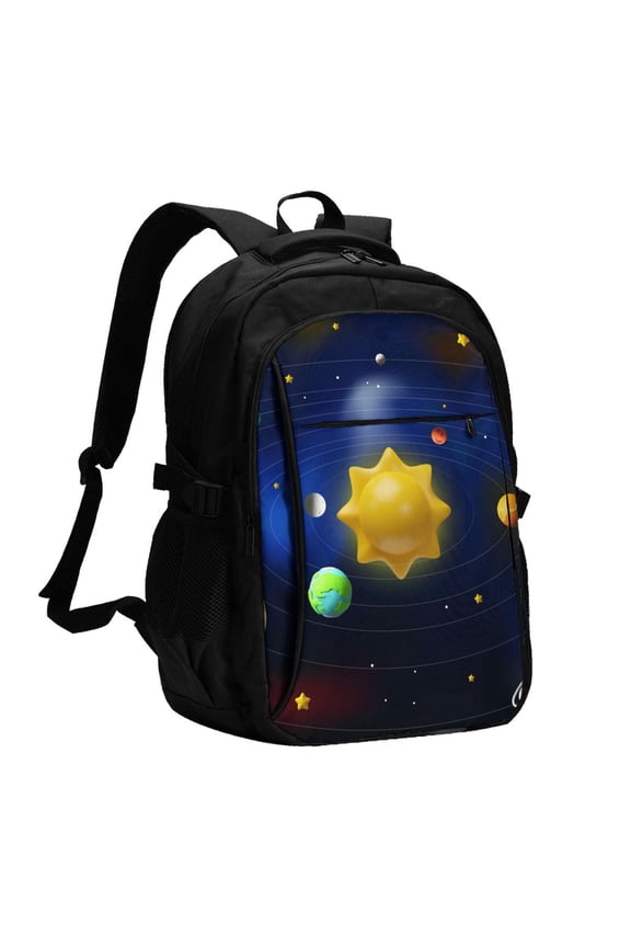 Solar System for Travel Laptop Backpack, USB-Charging-Enabled, Spacious Business Backpack for Men and Women,College School Computer Bag