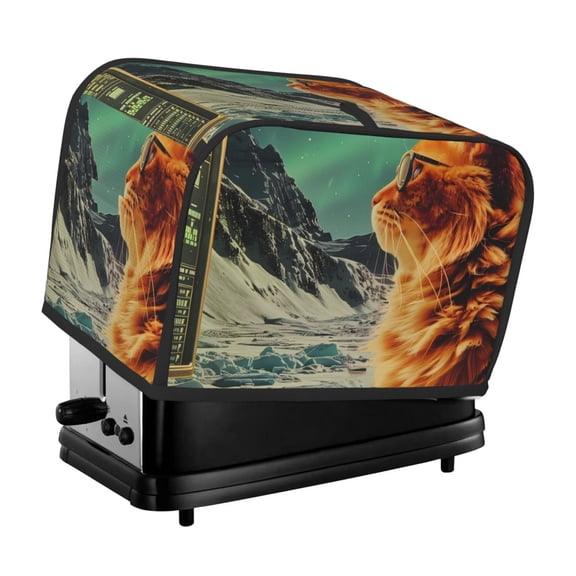 Xecao Space Adventurer Cat Print 2 Slice Toaster Cover with Pockets, Small Appliance Cover, Dust and Fingerprint Protection, Machine Washable