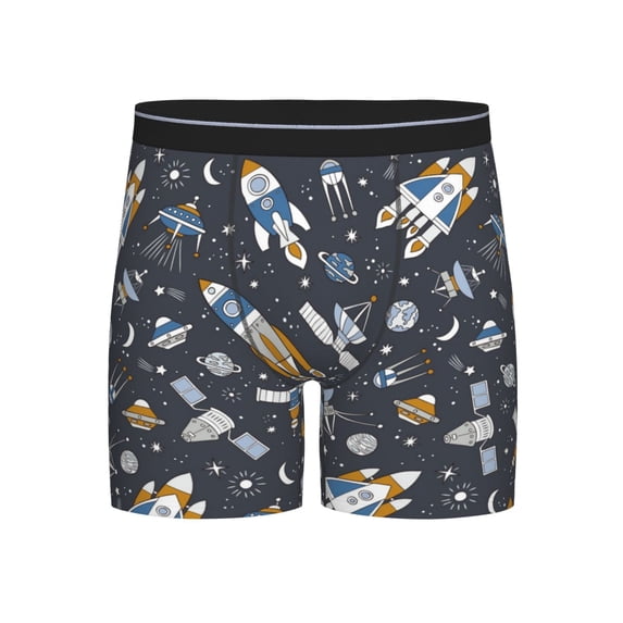 Xecao Space Cars Print Boxer Briefs for Men's Stretch Moisture-Wicking Underwear, Mid-Rise Classics breathable fabric