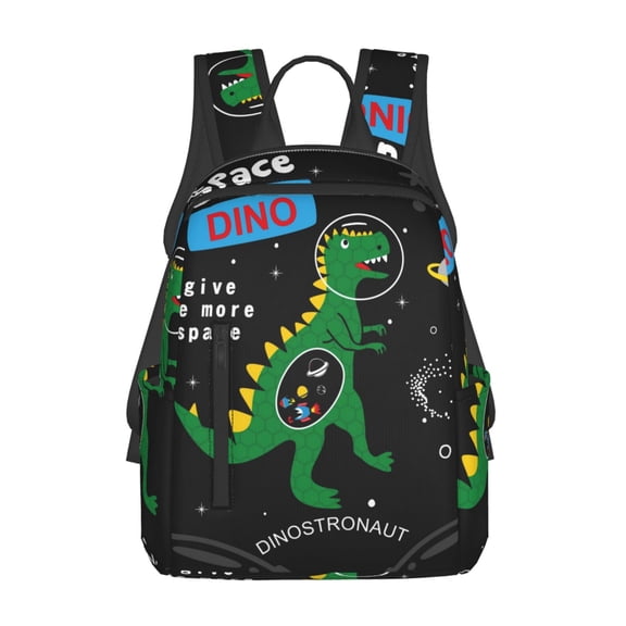 Xecao Space Dino Cartoon Black print Backpack For women men Aesthetic Lightweight Travel Daypack Simple Cute Backpack For Bookbag