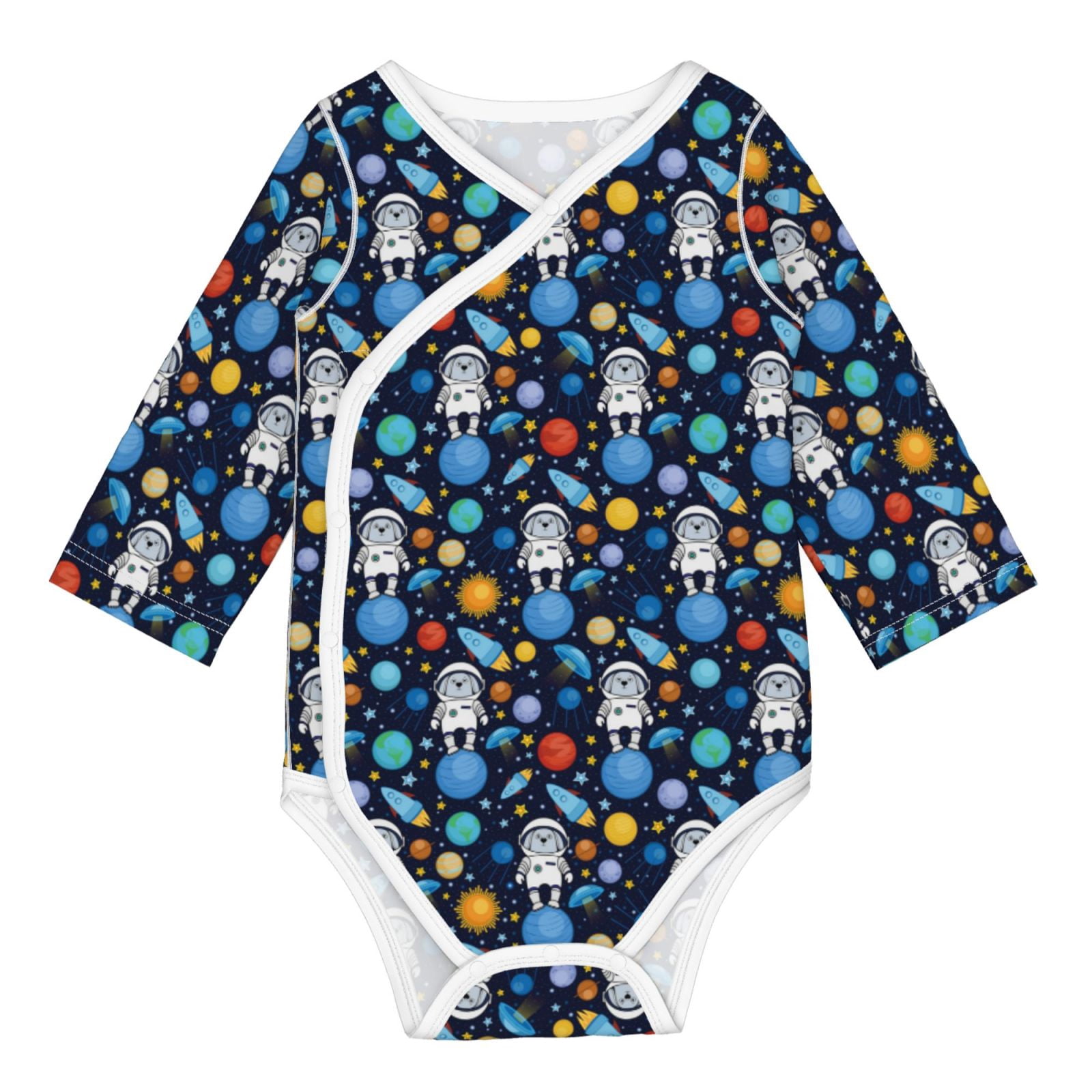 Xecao Space Dog Print Baby unisex-baby Cotton Long-sleeve Bodysuits-6 Months