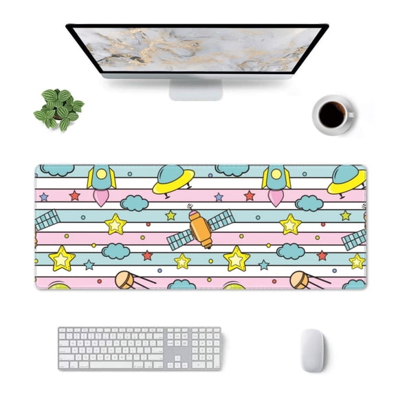 Xecao Space Doodle for Mouse Pad - Waterproof Extended Contour Mouse Mat, Large Gaming Mousepad Laptop Keyboard Mat with Non-Slip Rubber Base