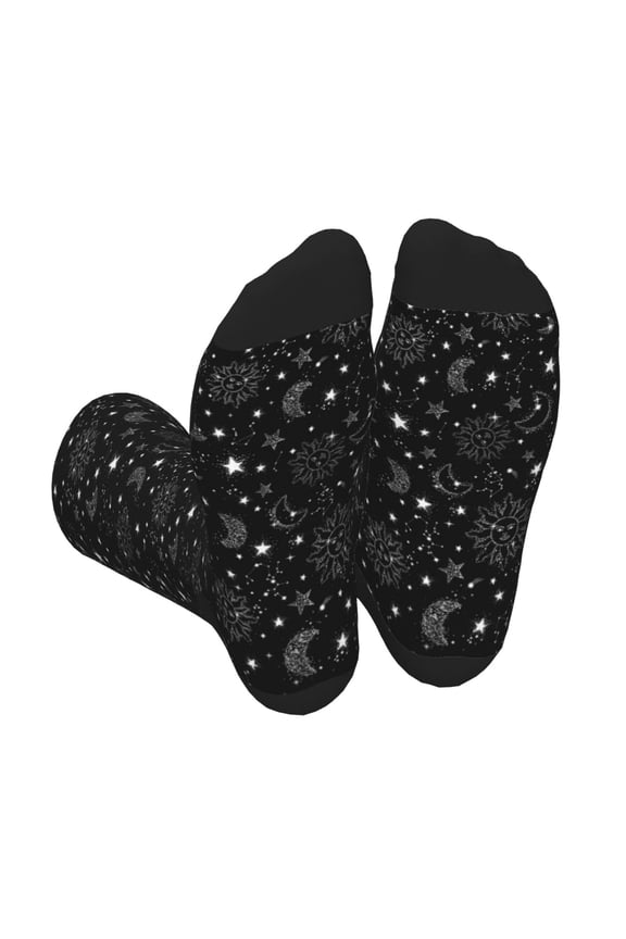 Space Galaxy Print Crew Socks for Men and Women, Men's Soft Moisture-wicking Sock