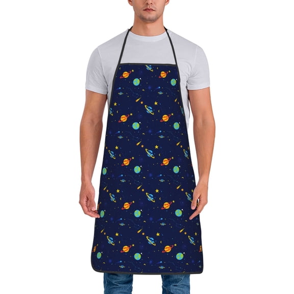 Xecao Space Galaxy Print Funny BBQ Chef Aprons for Men Women,Adjustable Kitchen Cooking Aprons with Pocket Waterproof Oil Proof No Pilling Fading
